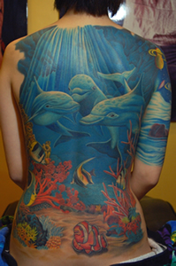 Dolphin Tattoo On The Back