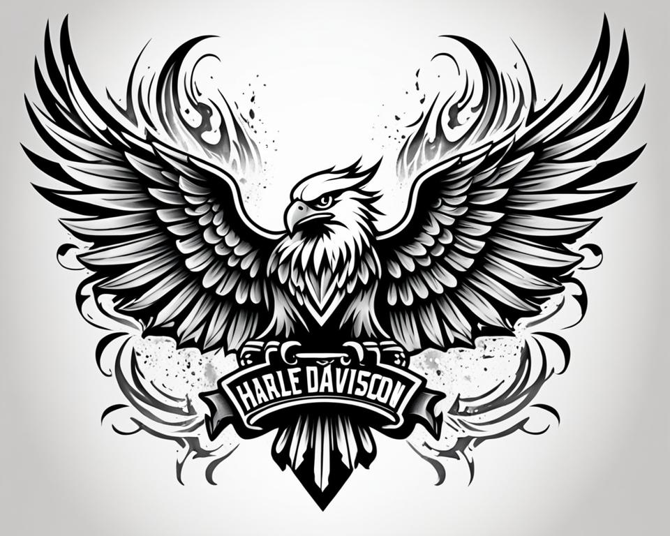 Harley Davidson Eagle Tattoo design in black and white