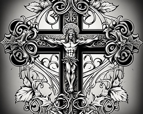 Cross tattoo designs image of jesus on cross with floral designs