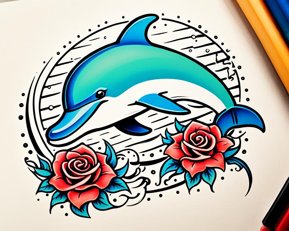 American traditional dolphin tattoos
